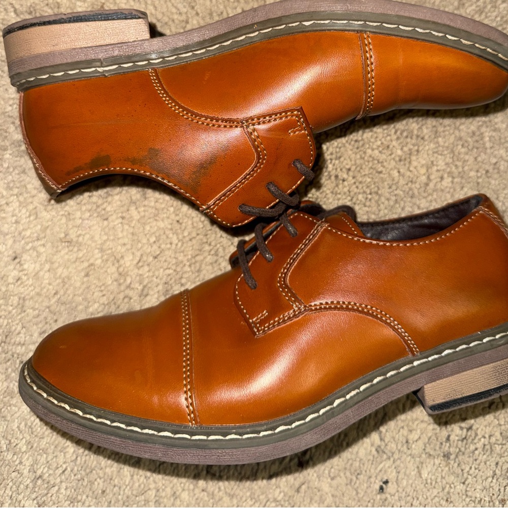 Bruno Marc Men’s Dress Shoes Brown Cap Toe Lace Up‎ Oxford Size 1 - Picture 5 of 9